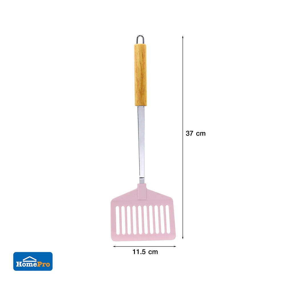 ตะหลิวเหลี่ยมมีร่อง 37 ซม. KECH PINKY ด้ามไม้