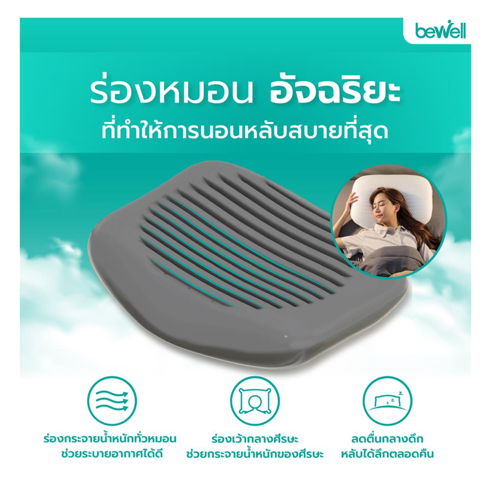 หมอนสุขภาพ เมมโมรี่โฟม BEWELL ERGOCURVE SWE-07 ไซซ์ L 14x62x14 ซม. สีขาว