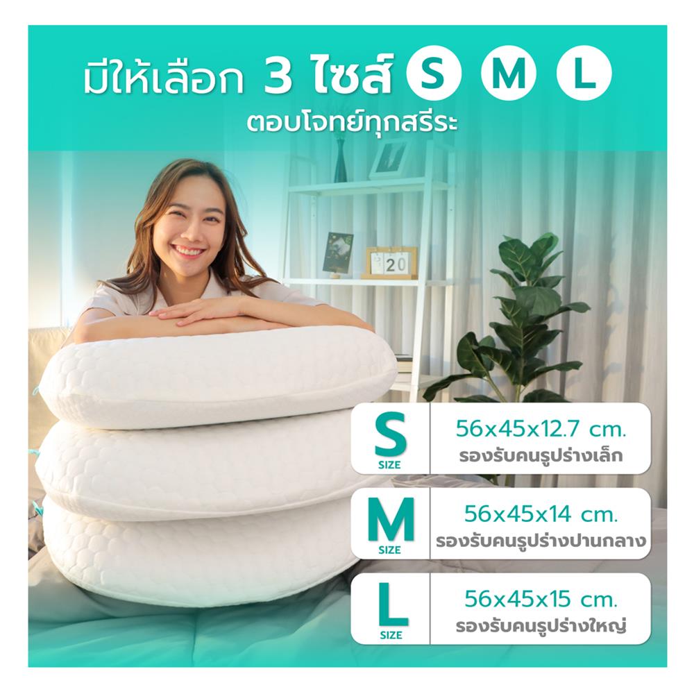 หมอนสุขภาพ เมมโมรี่โฟม BEWELL ERGOCURVE SWE-07 ไซซ์ L 14x62x14 ซม. สีขาว