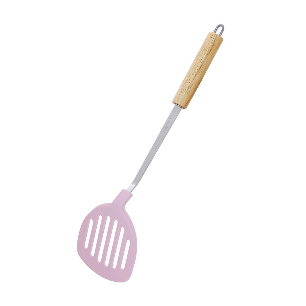 ตะหลิวจีนมีร่อง 39 ซม. KECH PINKY ด้ามไม้