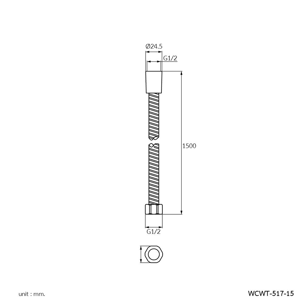 สายฝักบัวสเตนเลส WS WCWT-517-15 150 ซม.