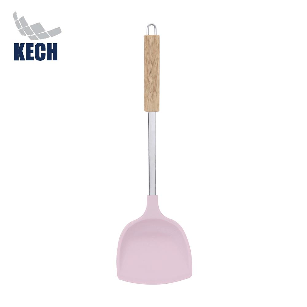 ตะหลิวจีนหนา 37 ซม. KECH PINKY ด้ามไม้_0