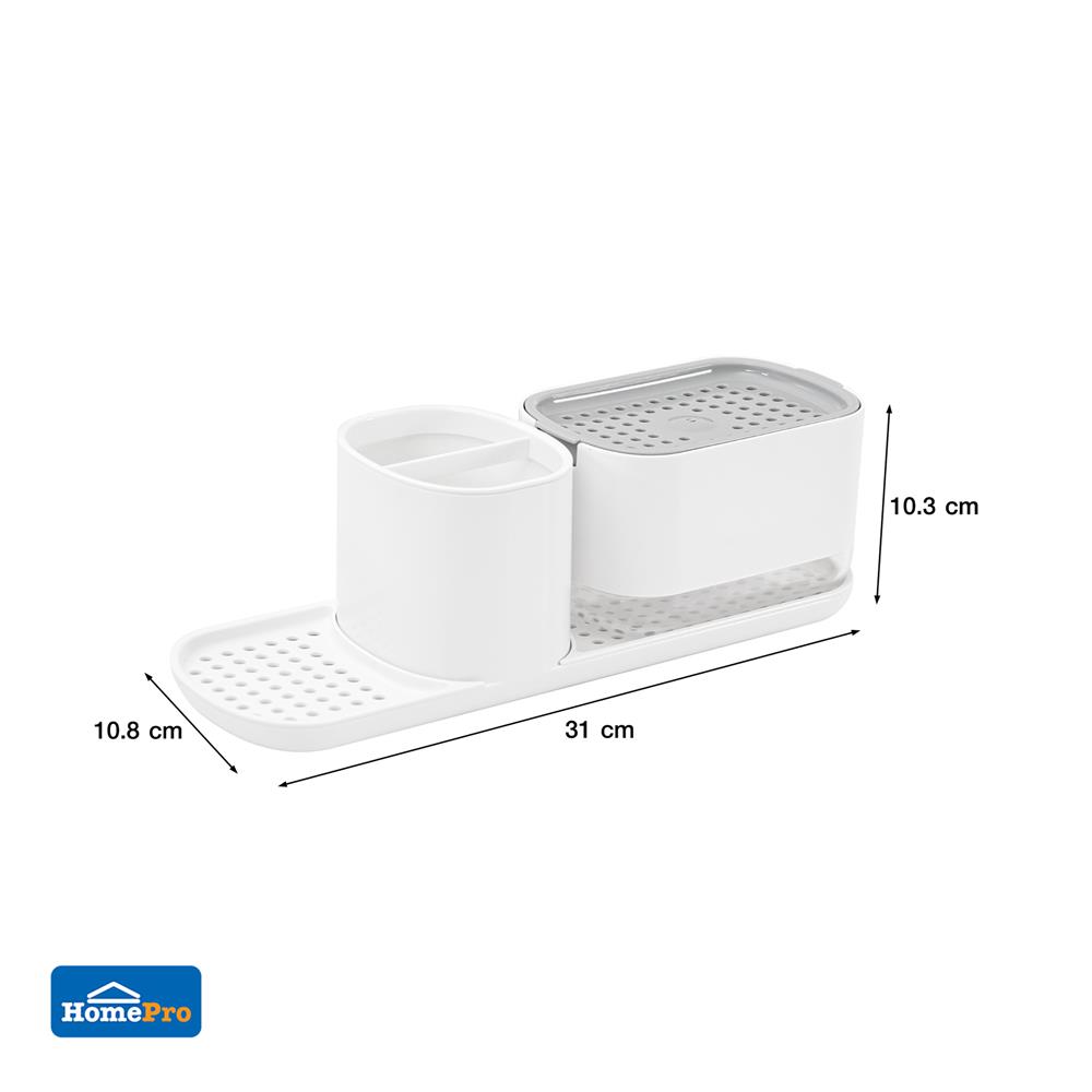 กล่องวางฟองน้ำพร้อมกดน้ำยาและที่ใส่แปรง ACCO 500 มล. สีขาว