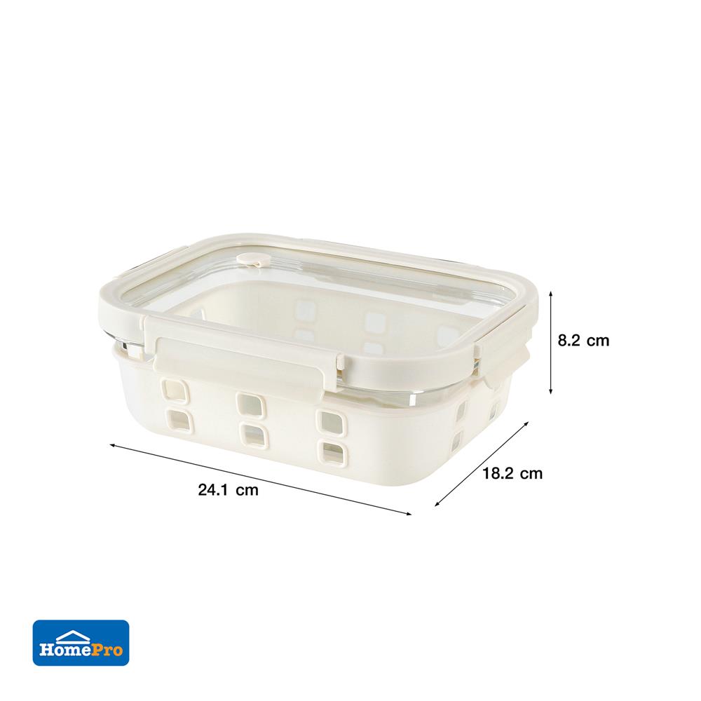 กล่องอาหารแก้ว KECH PEARLA 1.52 ลิตร สีครีม