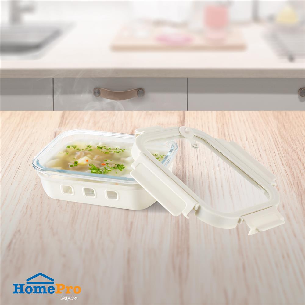 กล่องอาหารแก้ว KECH PEARLA 0.64 ลิตร สีครีม