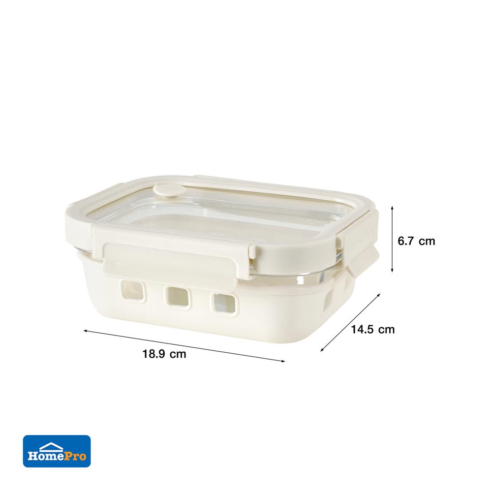 กล่องอาหารแก้ว KECH PEARLA 0.64 ลิตร สีครีม