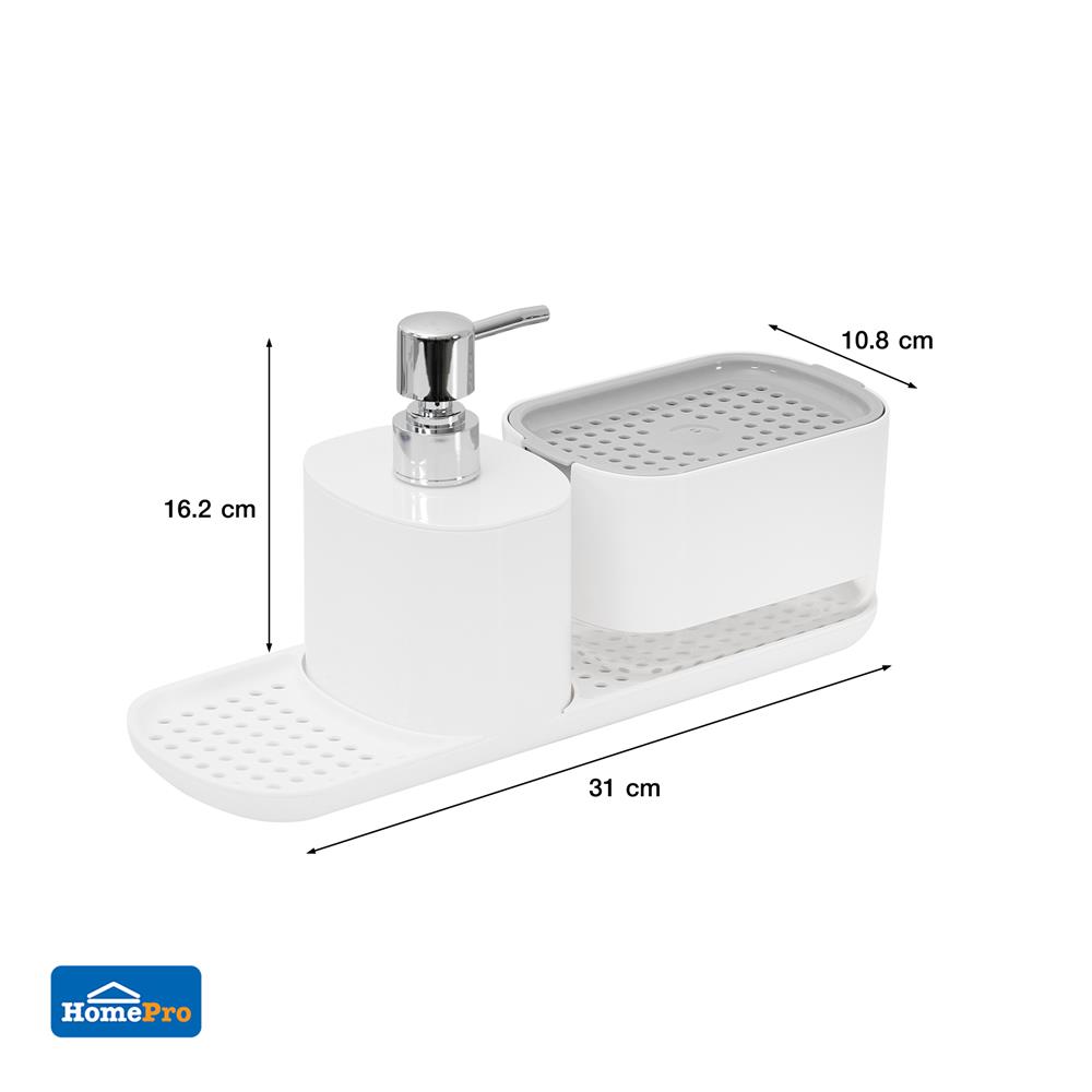 กล่องวางฟองน้ำพร้อมกดน้ำยาและขวดใส่น้ำยา ACCO 500 มล. สีขาว