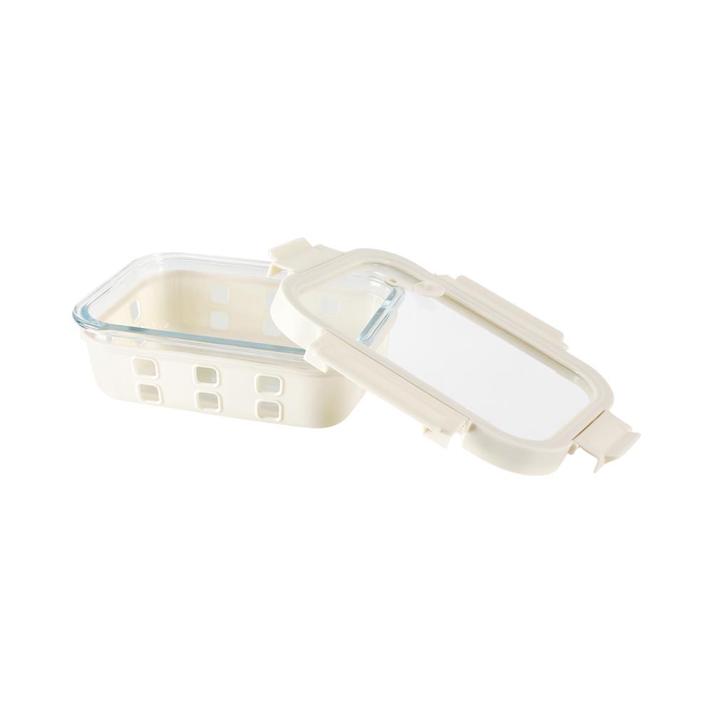 กล่องอาหารแก้ว KECH PEARLA 1.05 ลิตร สีครีม