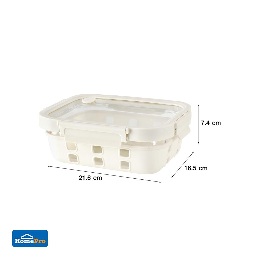 กล่องอาหารแก้ว KECH PEARLA 1.05 ลิตร สีครีม