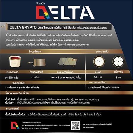 สีน้ำมันเคลือบผสมรองพื้นกันสนิม DELTA GRYPTO 5 IN 1 G-100 สีขาว เงา 1/4 แกลลอน_3