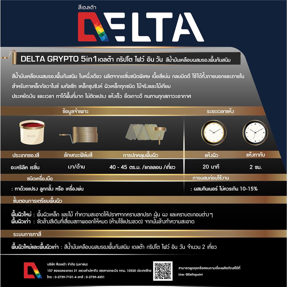 สีน้ำมันเคลือบผสมรองพื้นกันสนิม DELTA GRYPTO 5 IN 1 M-100 สีขาว ด้าน 1 แกลลอน
