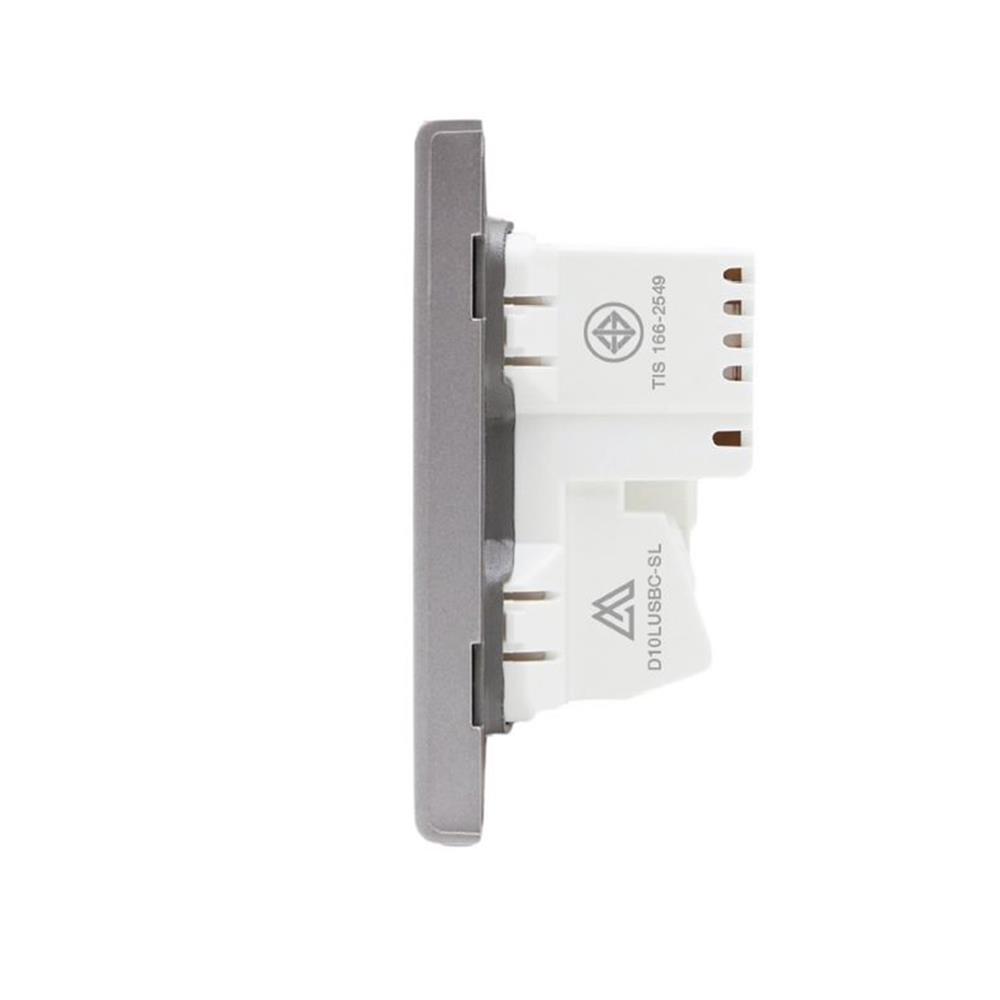 ชุดเต้ารับเดี่ยว 3 ขา พร้อม USB และ TYPE-C SAHN D10LUSBC-SL สีเงิน