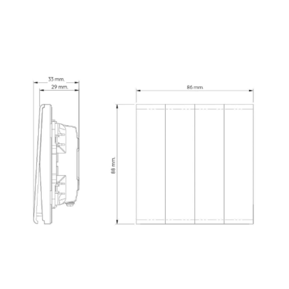 ชุดสวิตซ์ 2 ทาง 4 ช่อง SAHN D042-SL สีเงิน