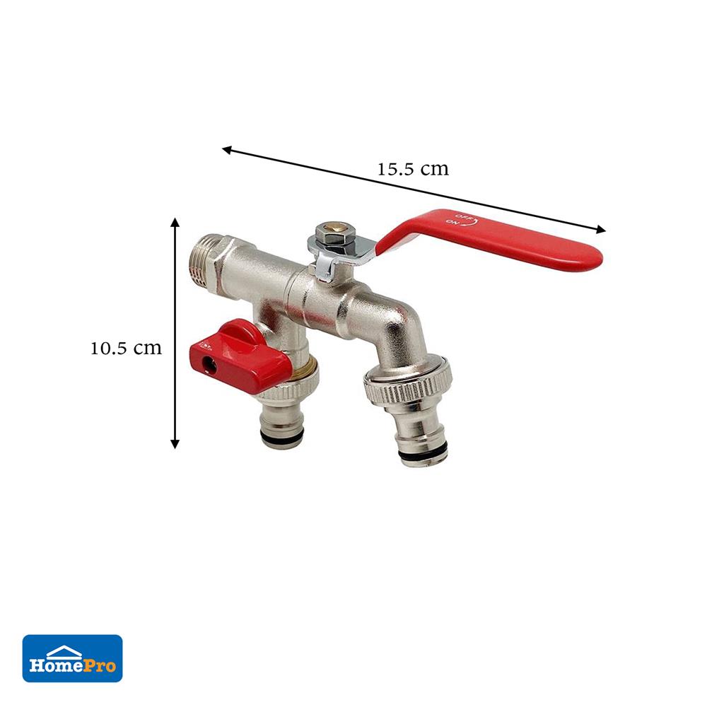 ก๊อกสนาม 2 หัว DEXZON 1/2 นิ้ว