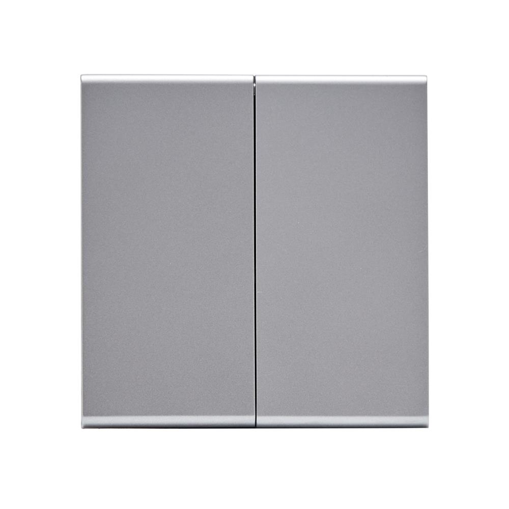 ชุดสวิตซ์ 1 ทาง 2 ช่อง SAHN D021-SL สีเงิน_0