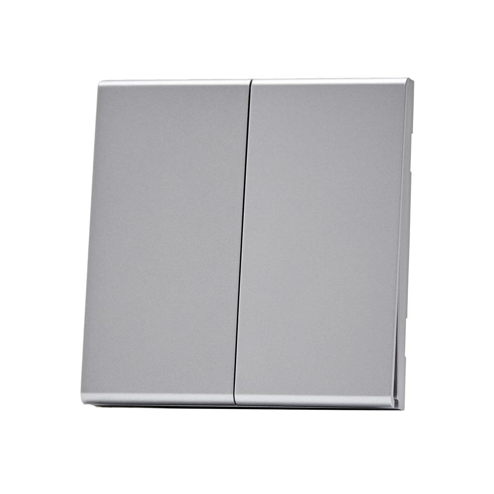 ชุดสวิตซ์ 1 ทาง 2 ช่อง SAHN D021-SL สีเงิน