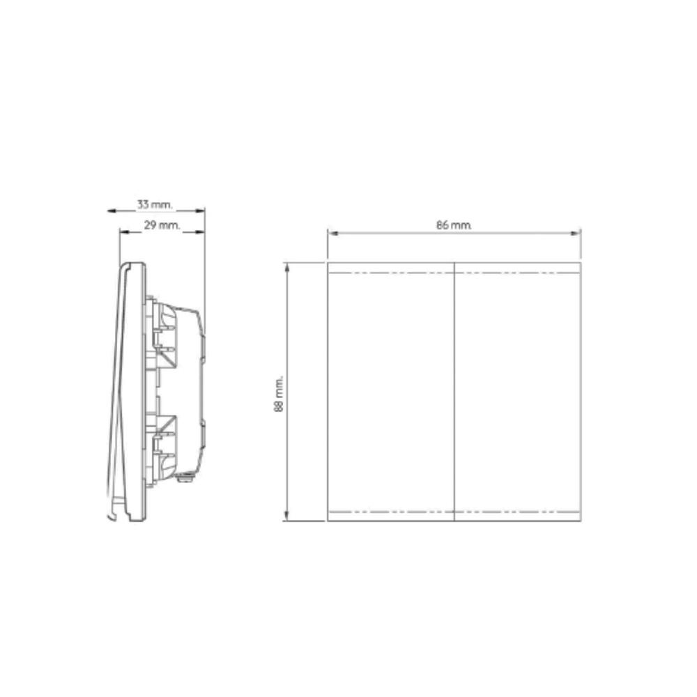 ชุดสวิตซ์ 1 ทาง 2 ช่อง SAHN D021-SL สีเงิน