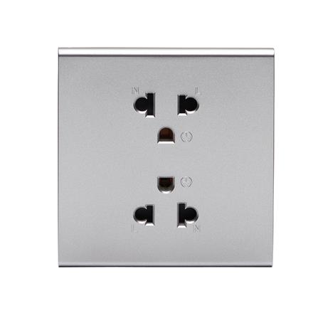 ชุดเต้ารับคู่ 3 ขา 2 ช่อง SAHN D102L-SL สีเงิน_1