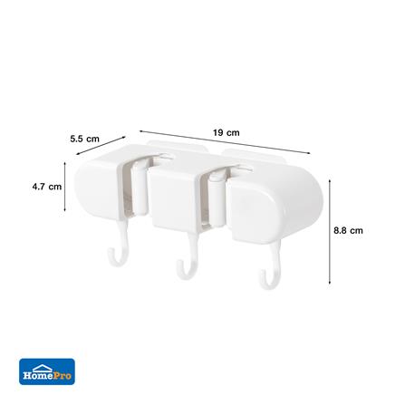 ที่เก็บอุปกรณ์ทำความสะอาดแบบติดผนัง 2 หัว 3 ตะขอ ACCO NAMI สีขาว_6