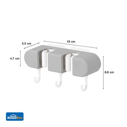 ที่เก็บอุปกรณ์ทำความสะอาดแบบติดผนัง 2 หัว 3 ตะขอ ACCO NAMI สีเทา_6