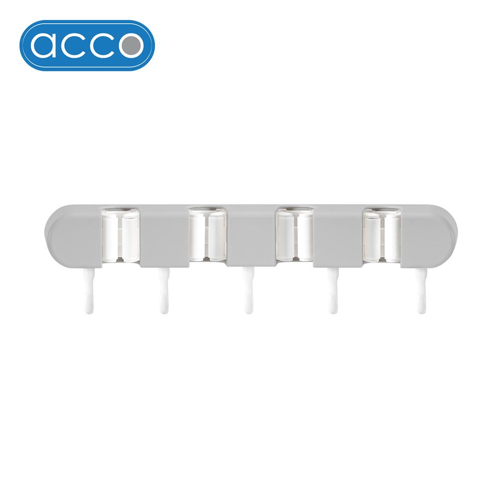 ที่เก็บอุปกรณ์ทำความสะอาดแบบติดผนัง 4 หัว 5 ตะขอ ACCO NAMI สีเทา
