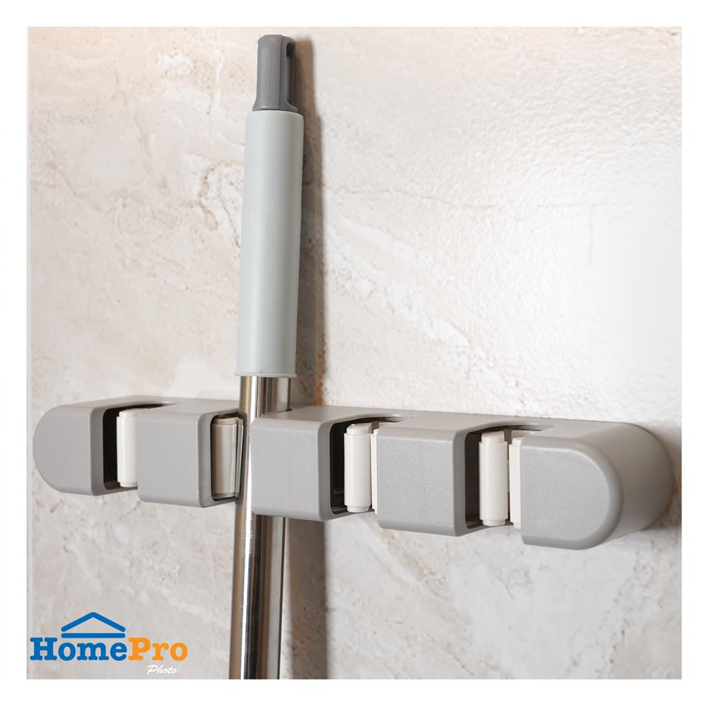 ที่เก็บอุปกรณ์ทำความสะอาดแบบติดผนัง 4 หัว 5 ตะขอ ACCO NAMI สีเทา