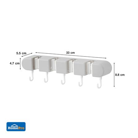 ที่เก็บอุปกรณ์ทำความสะอาดแบบติดผนัง 4 หัว 5 ตะขอ ACCO NAMI สีเทา_6