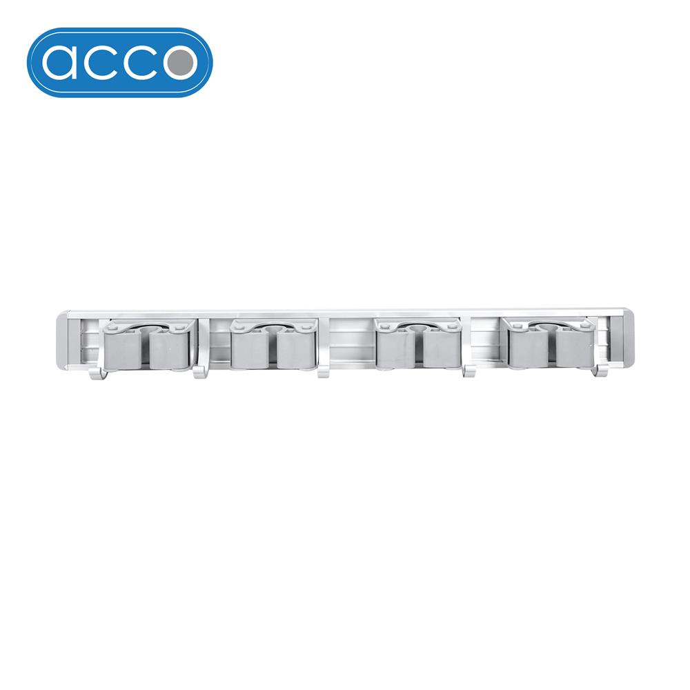 ที่เก็บอุปกรณ์ทำความสะอาดแบบติดผนัง 4 หัว 5 ตะขอ ACCO SLIDE สีเทา