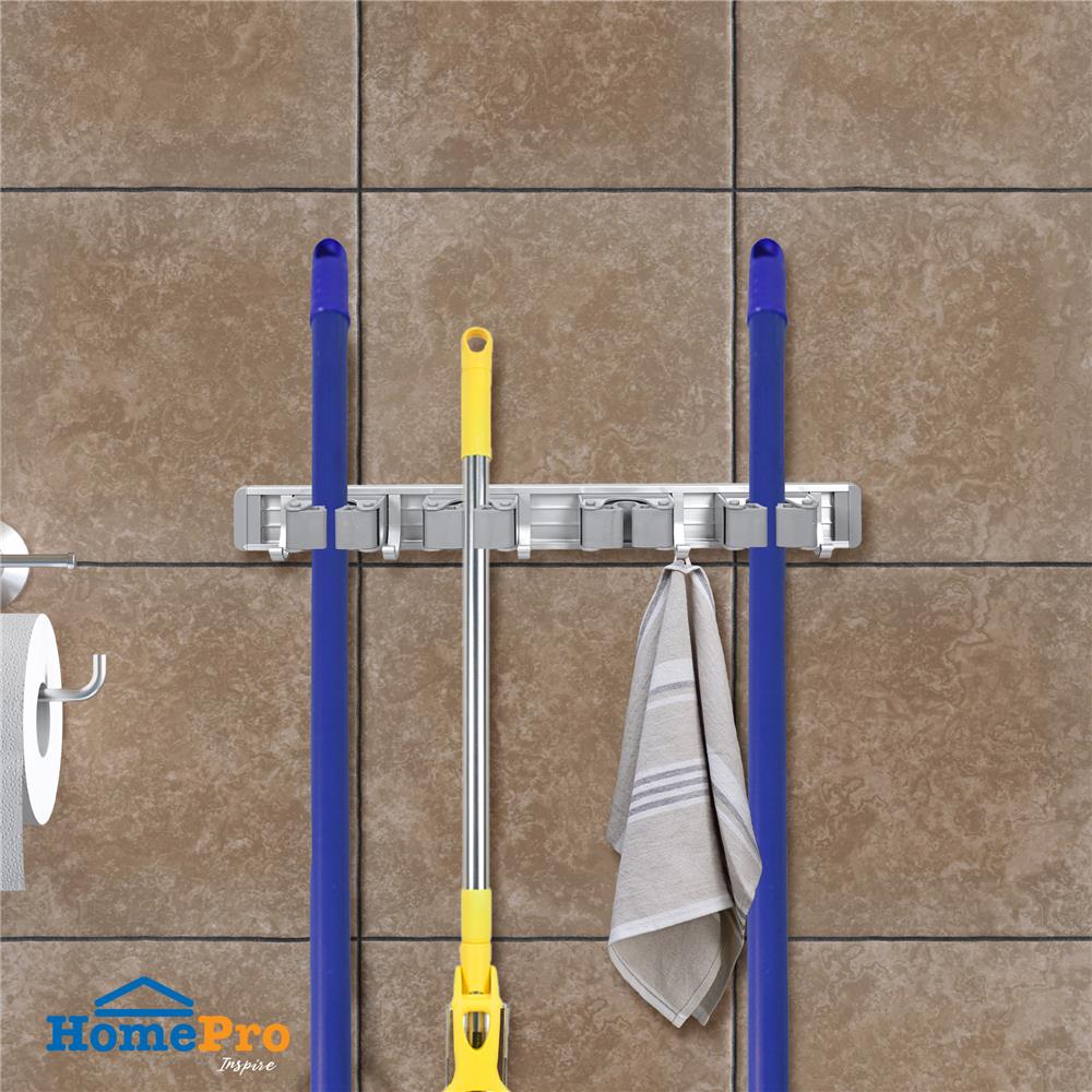 ที่เก็บอุปกรณ์ทำความสะอาดแบบติดผนัง 4 หัว 5 ตะขอ ACCO SLIDE สีเทา