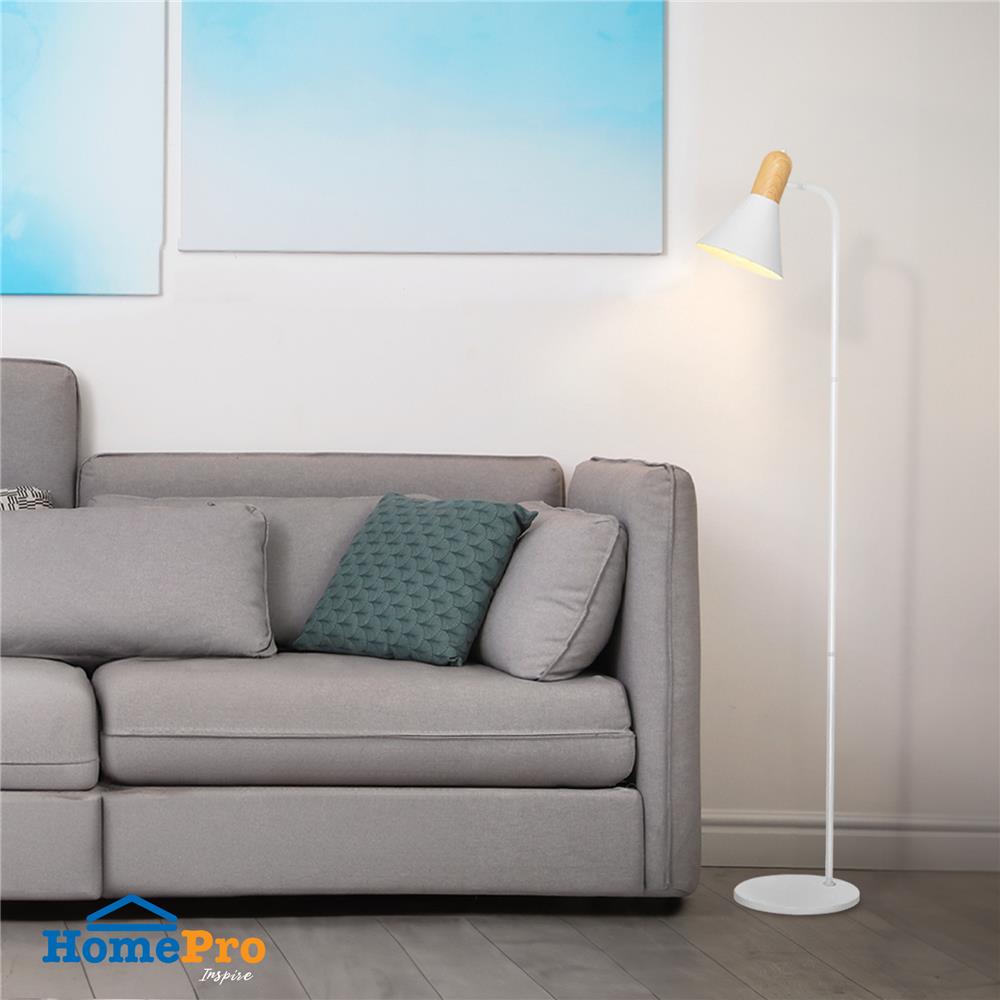 ไฟตั้งพื้น CARINI F230716 สีขาว/ลายไม้ 1 หัว