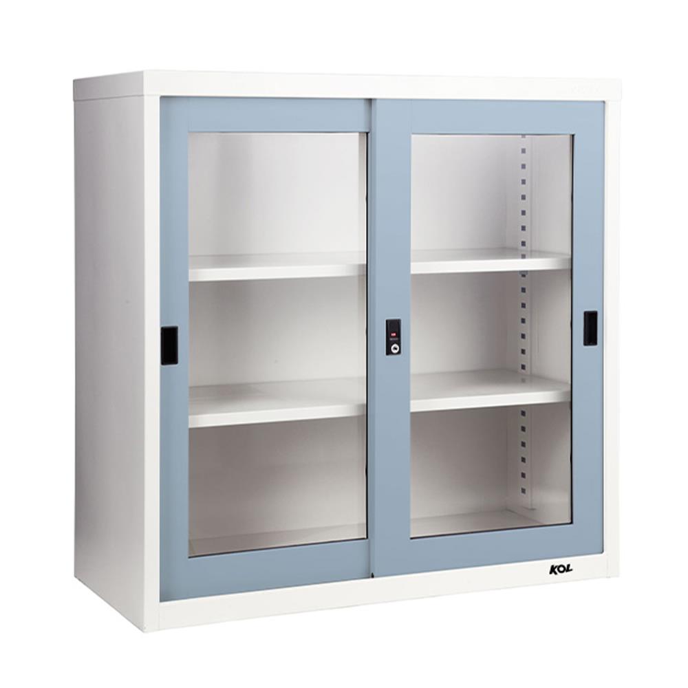 ตู้เหล็กบานเลื่อนกระจก KOL KGD-3 สีเทาอ่อน