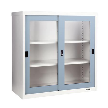 ตู้เหล็กบานเลื่อนกระจก KOL KGD-3 สีเทาอ่อน_1