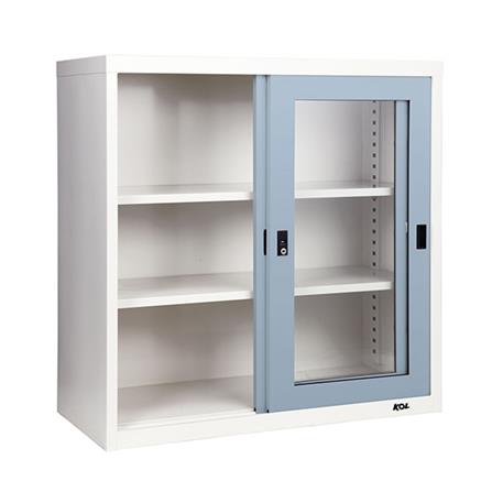 ตู้เหล็กบานเลื่อนกระจก KOL KGD-3 สีเทาอ่อน_2