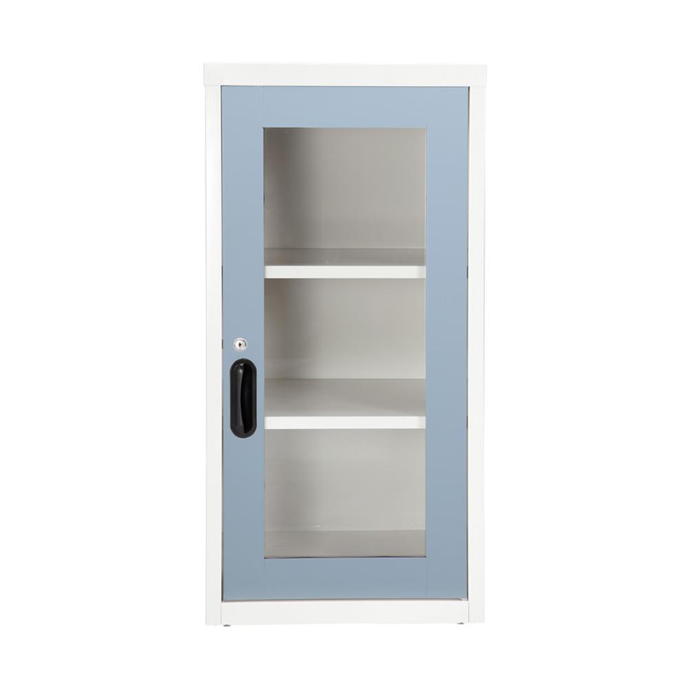 ตู้เหล็กบานเปิดกระจก KIOSK UDB-2 สีขาว/เทาอ่อน