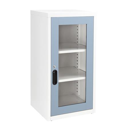 ตู้เหล็กบานเปิดกระจก KIOSK UDB-2 สีขาว/เทาอ่อน_1