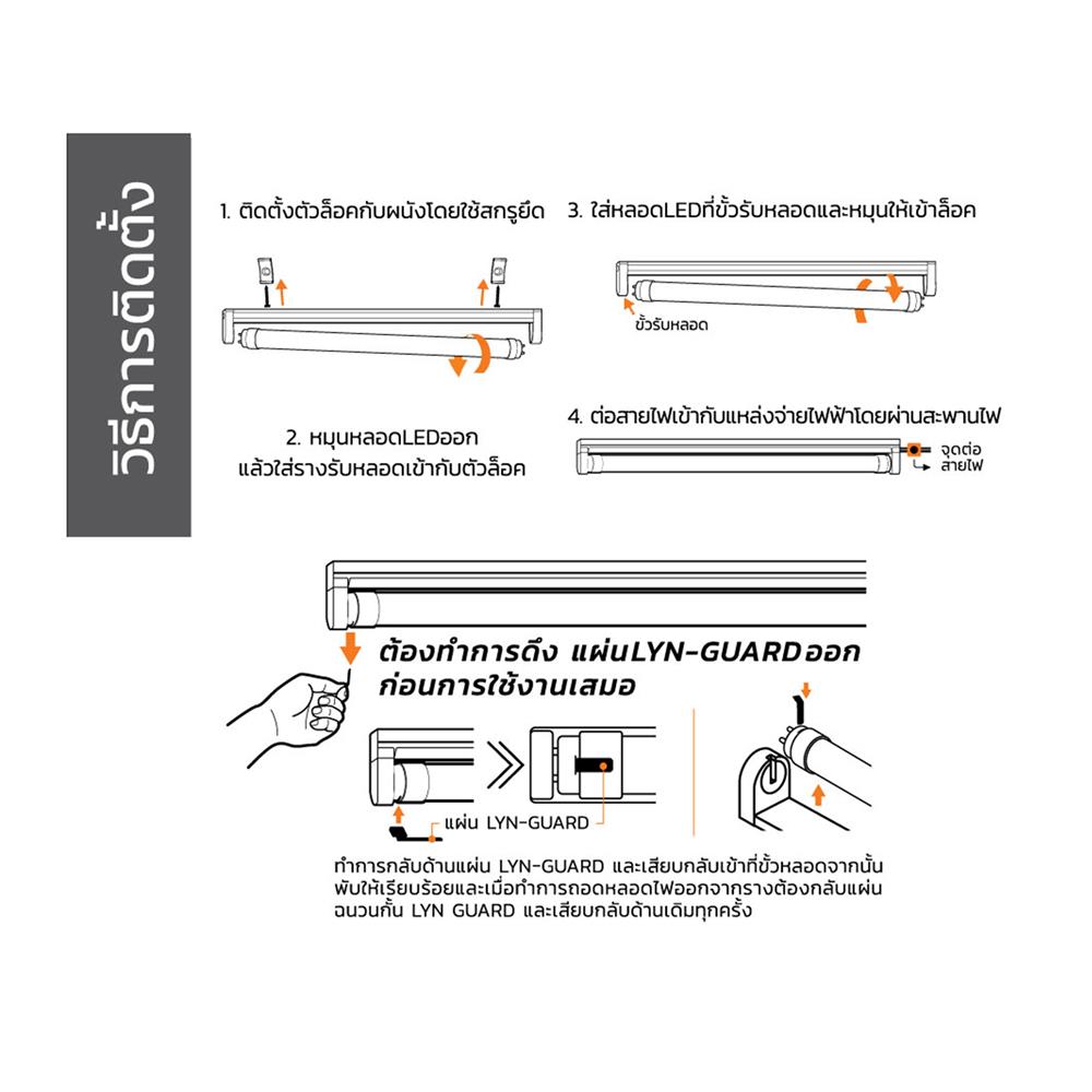 ชุดรางนีออน LED LAMPTAN T8 SET HIGH LUMEN LYN GUARD 20 วัตต์ DAYLIGHT