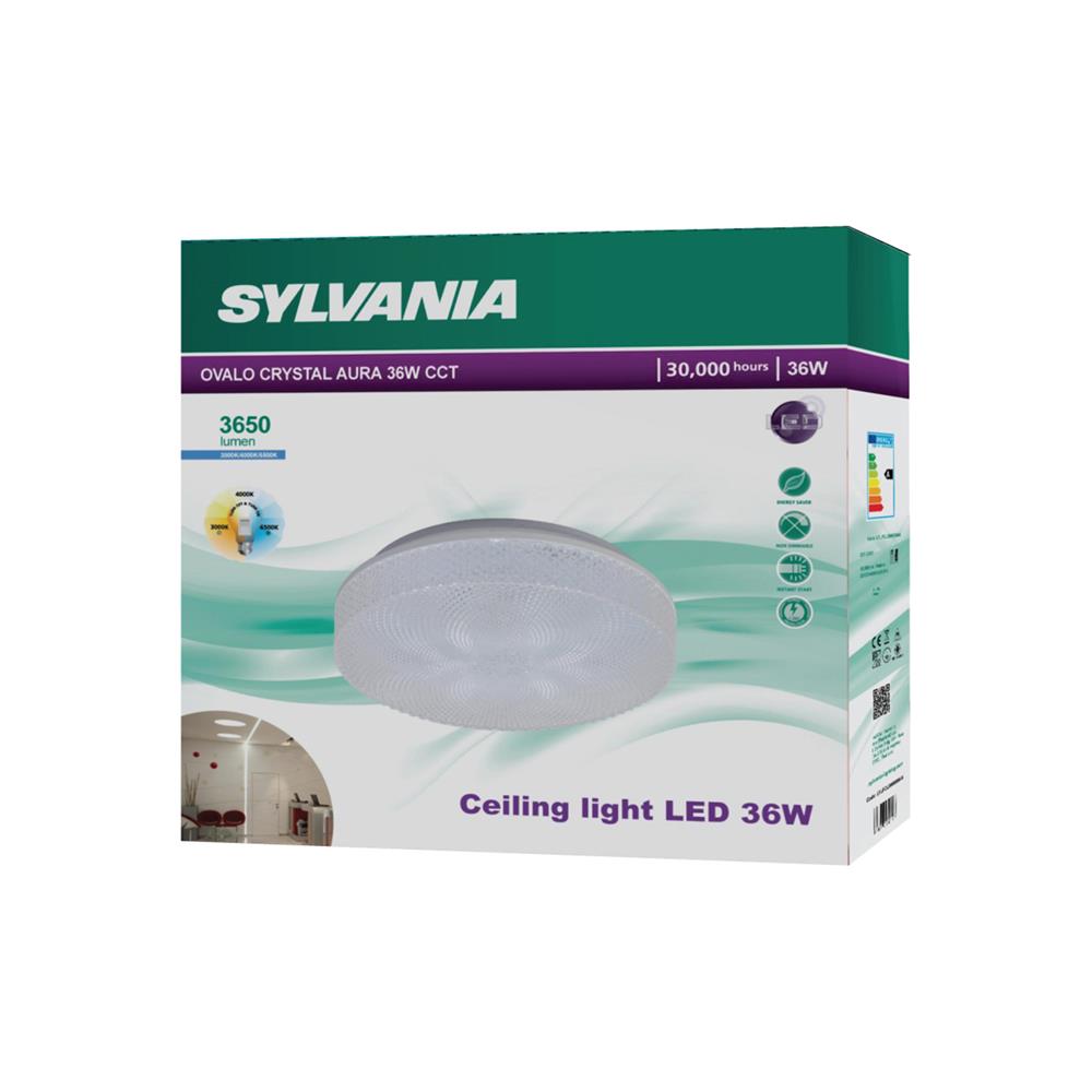 ไฟเพดาน LED SYLVANIA OVALO CRYSTAL AURA 13.58 นิ้ว 36 วัตต์ DAYLIGHT/COOL WHITE/WARM WHITE สีขาว