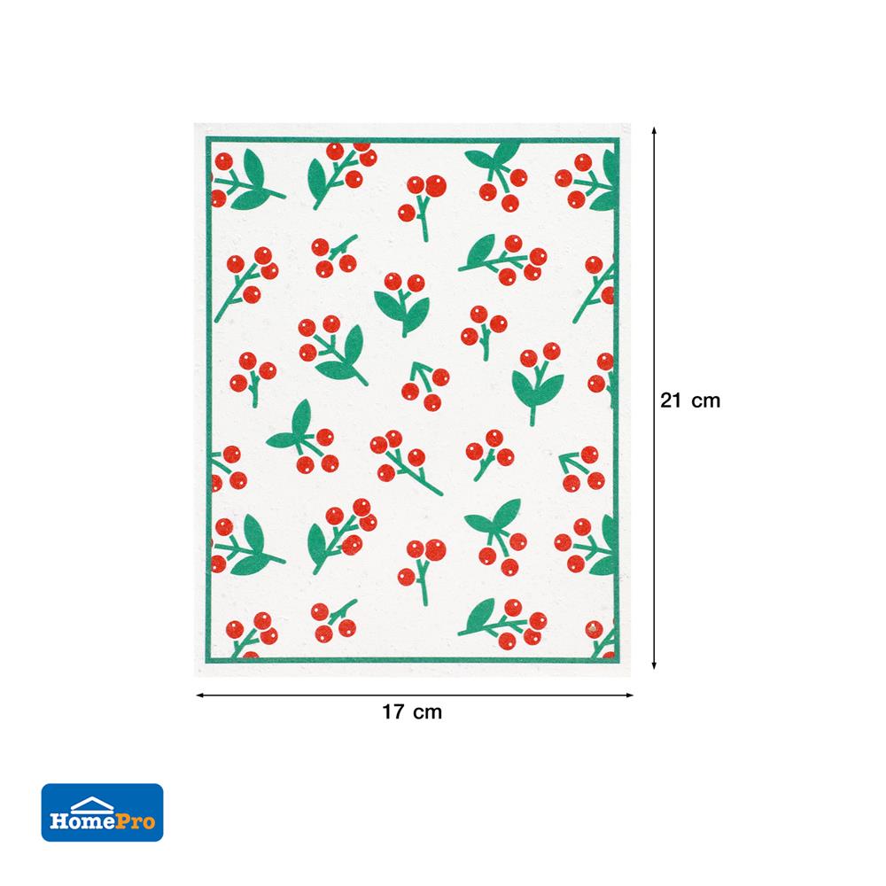 ฟองน้ำเยื่อไม้เหลี่ยม ACCO FRUITY 17x21ซม. แพ็ก 3 ชิ้น