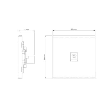 เต้ารับโทรศัพท์ SAHN 6P/4C D17-SL สีเงิน_4
