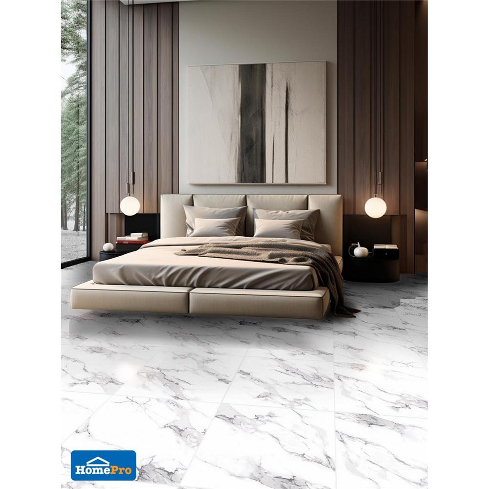 กระเบื้องพื้นพอร์ซเลน 60x60 ซม. TARA เคลิส ขาว A 1.44 ตร.ม.