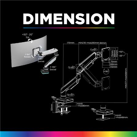 แขนจับจอมอนิเตอร์ ERGOTREND ROBOT 01 RGB สีขาว_7