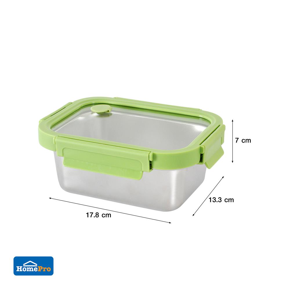 กล่องอาหารสเตนเลส KECH SHINEE 0.8 ลิตร สีเขียว