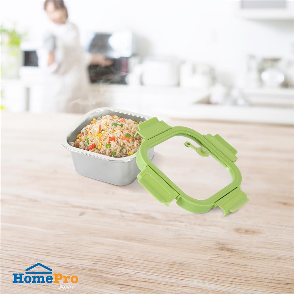 กล่องอาหารสเตนเลส KECH SHINEE 0.64 ลิตร สีเขียว