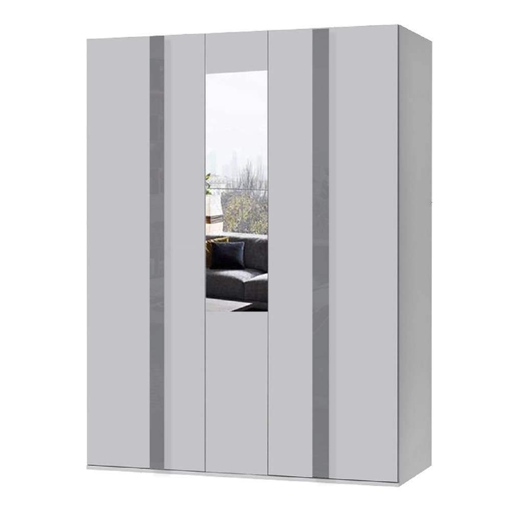ตู้เสื้อผ้า 3 บานเปิด FURDINI MEDIS HG 150 ซม. สีเทา/กระจกเงา