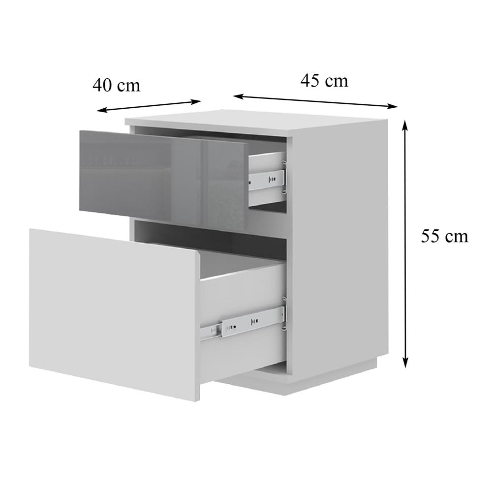 ตู้ข้างเตียง 2 ลิ้นชัก FURDINI MEDIS HIGLOSS สีเทา