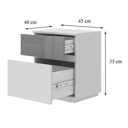 ตู้ข้างเตียง 2 ลิ้นชัก FURDINI MEDIS HIGLOSS สีเทา_5