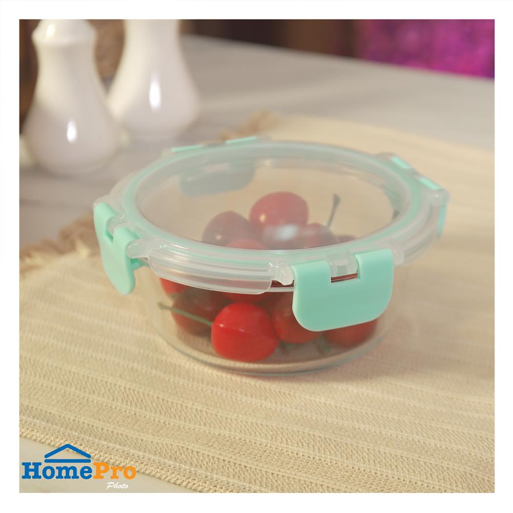 กล่องอาหารแก้วกลม KECH PURLA 0.4 ลิตร สีเขียว