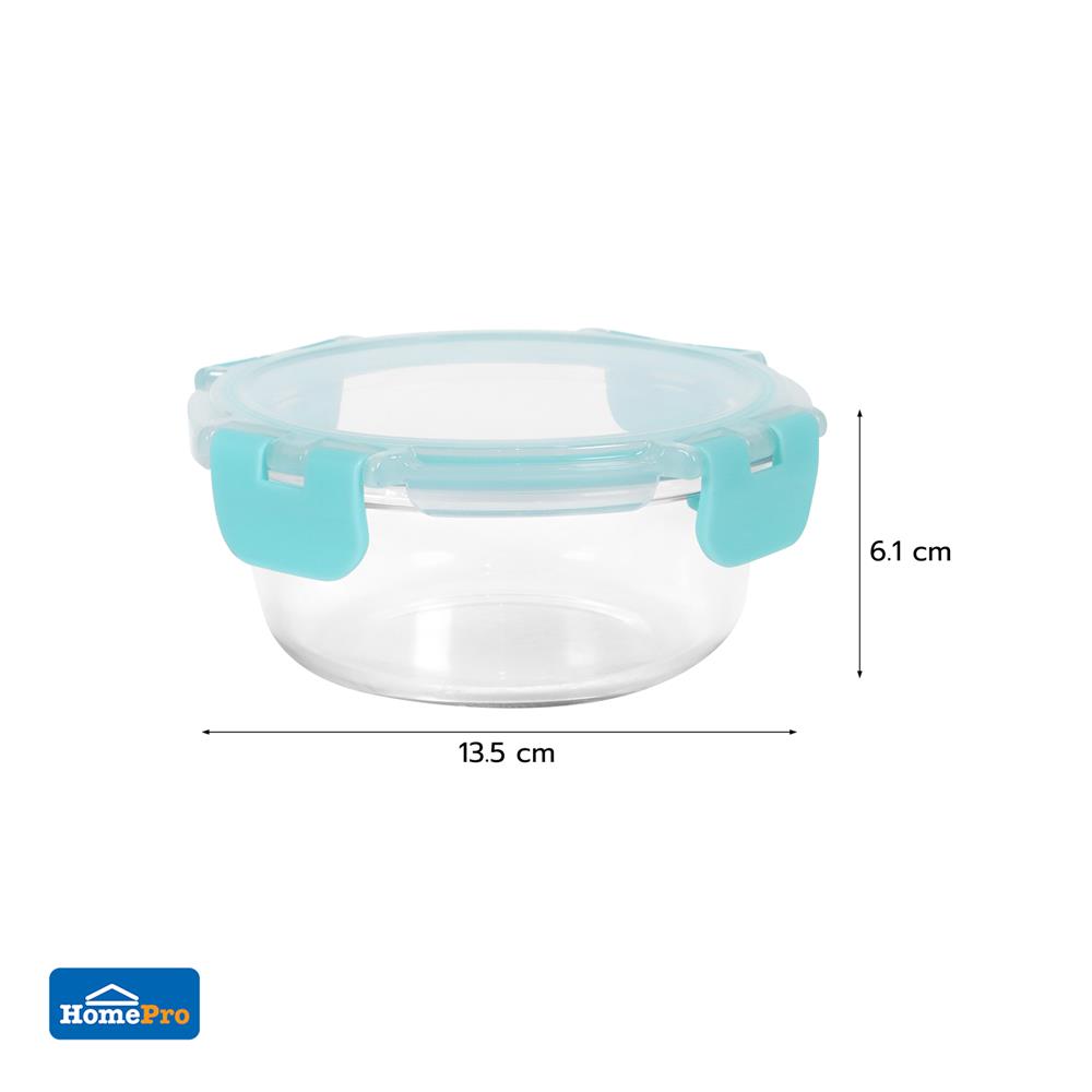 กล่องอาหารแก้วกลม KECH PURLA 0.4 ลิตร สีเขียว