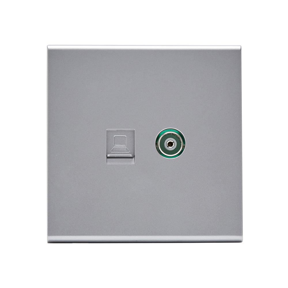 เต้ารับโทรทัศน์และคอมพิวเตอร์ CAT 6 SAHN D24 สีเงิน_1