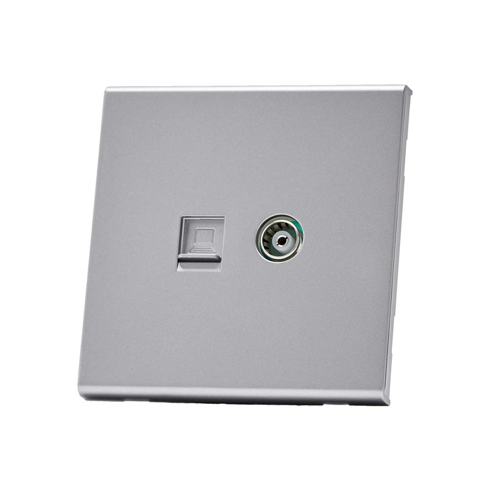 เต้ารับโทรทัศน์และคอมพิวเตอร์ CAT 6 SAHN D24 สีเงิน